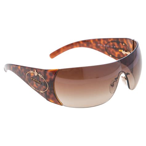 prada milano sunglasses spr16h|Prada SPR 16H Tortoiseshell Style Shield Sunglasses.